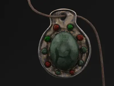 Green Amulet Low-poly 3D model