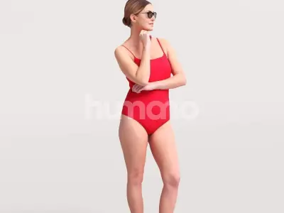  Humano Beautiful Woman in swimsuit sitting pool-2511-032-7312 3D model