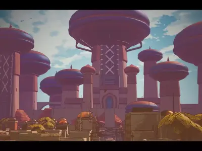 Stylized Indian City Low-poly 3D model