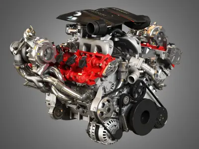 488 Pista Engine - V8 Twin Turbo Engine  3D model