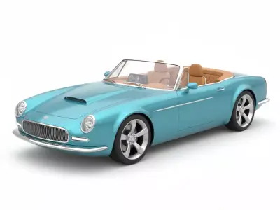 Classic Aqua Blue Convertible Sports Car Low-poly 3D model