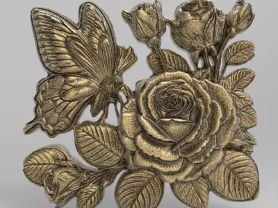 butterfly in rose cnc model 3D print model
