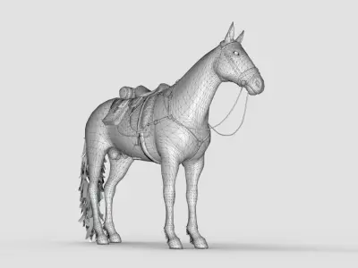 Horse with saddle 3D model