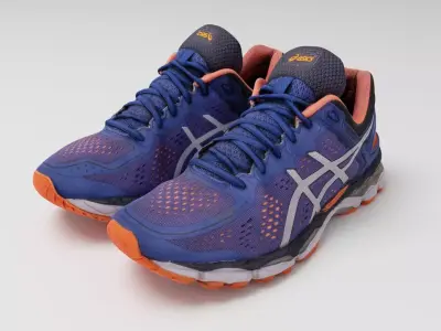 Pair of running hiking shoes sneakers outdoor footwear 3D model