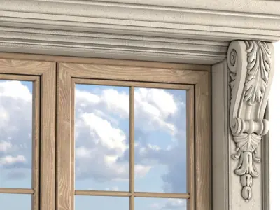 Classic facade window with platband 3D model