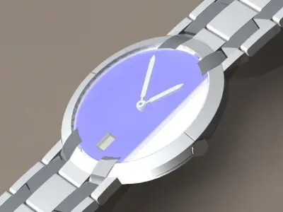 Watch silver with dial Free 3D model