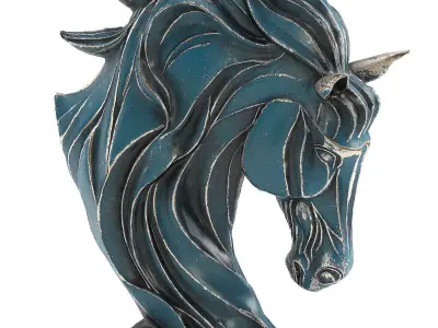 Stylized Horse Head Sculpture 3D model