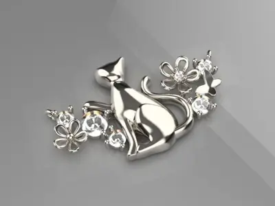 jewelry cat flower Pendant gold 3d model 3D print model