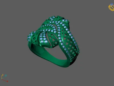 STL 3DM Women Ring Womens Ring Diamonds With Stone Model DP1909 3D print model