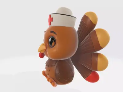 Cute Nurse Turkey Figurine Thanksgiving Nurse 3D print model