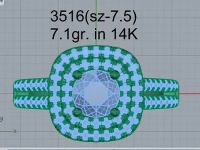 Square Halo Ring 3516 3D print model