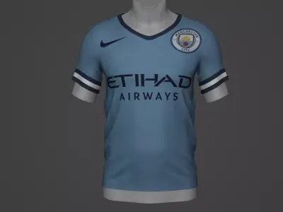 manchester city Football Jersey T-Shirt - Soccer Kit Low-poly 3D model purchase
