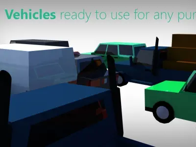 Low Poly Toon type Cars Pack with 10 plus vehicles Low-poly 3D model