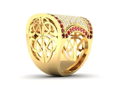 Luxury Filigree Dome Pave Diamond Men Ring 3D Model 426 3D print model