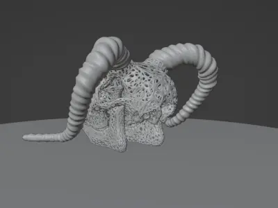 FILIGREE GOAT OR MOUNTAIN SHEEP SKULL WITH HORN 3D print model