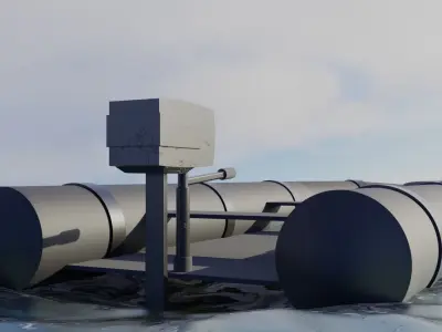 Raft with motor Low-poly 3D model