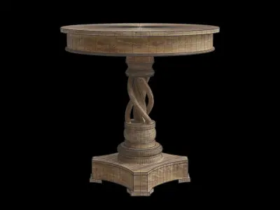 Solid Wood Pedestal End Table 3D model