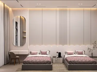 girl bed room modern  3D model