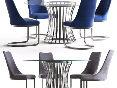 Diamond Sofa Vogue Dinning Chair and Capri Round Table 3D model