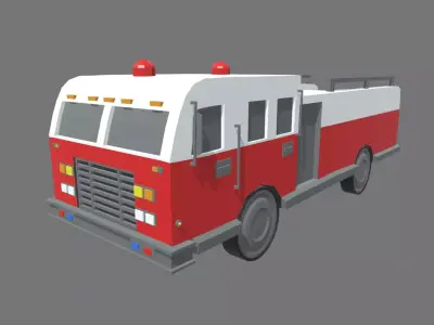 Low Poly Fire Truck 01 Low-poly 3D model