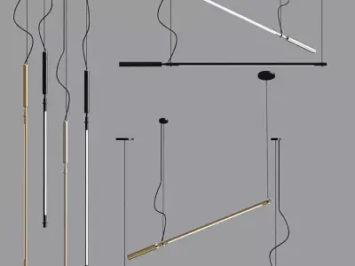 Modern Metallic Pendant Light Collection 3D model