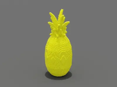 Voxel Pineapple Low-poly 3D model