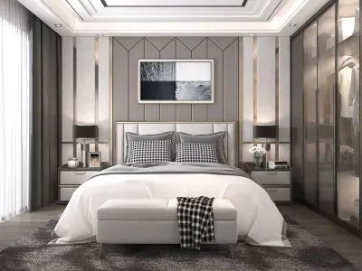 Modern Bedroom Scene 3D model