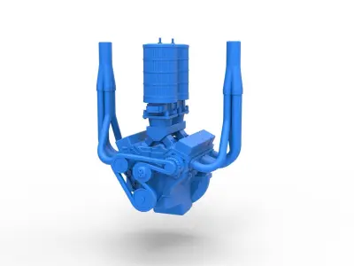 Engine of Vintage Small block Pulling tractor Scale 1 to 25 3D print model