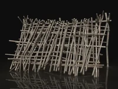 Next Gen AAA Shelter Hut made of sticks Low-poly 3D model