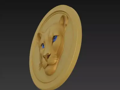 Lion Medallion Relief - Stylized 3D Wall Art Sculpture Free 3D print model