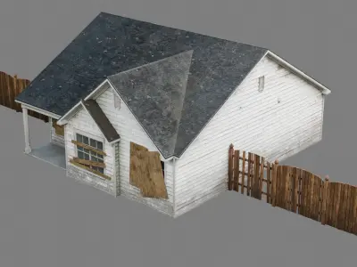 Abandoned Residential House v1 Low-poly 3D model
