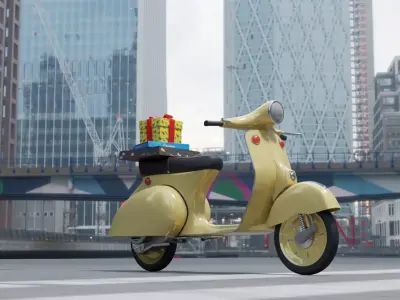 motorcycle to deliver ready-made orders for games and movies Low-poly 3D model