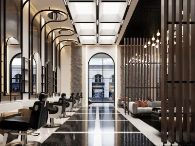 Barbershop hair salon interior design 3D model