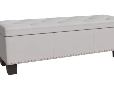 Gray Contemporary Storage Ottoman Bench 3D model
