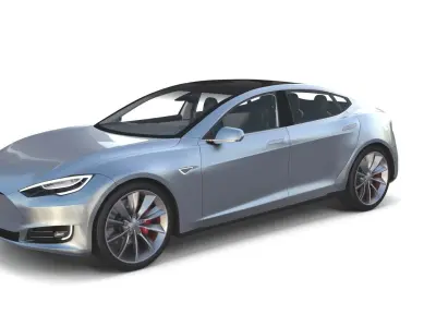Tesla Model S 2016 Silver with interior and chassis model 3D model
