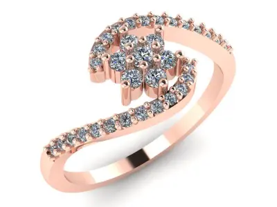 Women Diamond Ring 3dm STL  Render Details - PR-047 DIA 3D print model