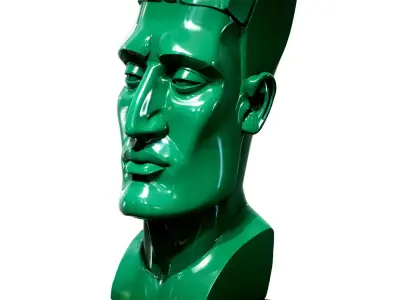 Decorative Malachite Geometric Male Statue 3D Print Ready Low-poly 3D model
