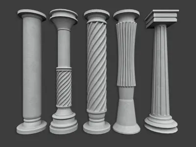 20 Column Base Mesh with UV 3D model