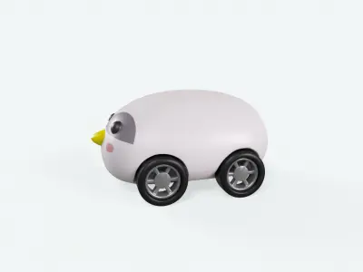Cartoon Penguin Car Cute  Low-poly 3D model