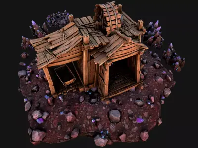 Medieval Crystal Mineral Ore Mine Low-poly 3D model