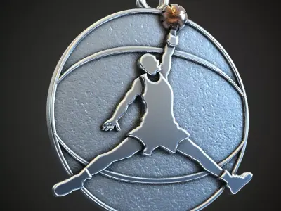 Jordan pendant trinket basketball jump slamdunk 3D print model
