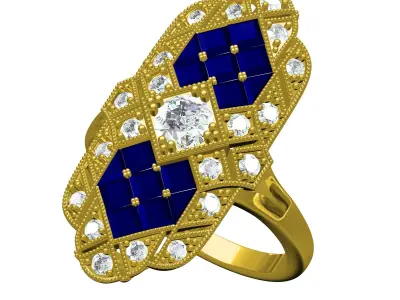 Vintage Style Art Deco Ring 3D print model