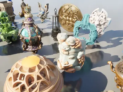 Medieval Fantasy Objects Pack 25 AI Pieces 3D model