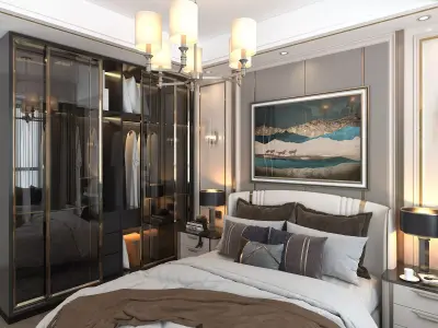 Modern Bedroom Scene 5 3D model