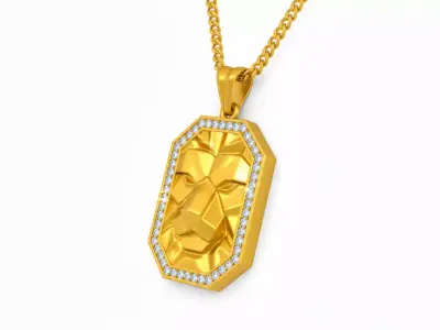 Gold Lion Pendant Necklace STL 3D Model - One Inch Pendant 3D print model
