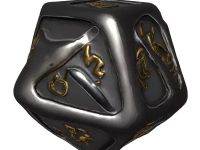 Luxury Metallic D20 Dice Game Asset Low-poly 3D model