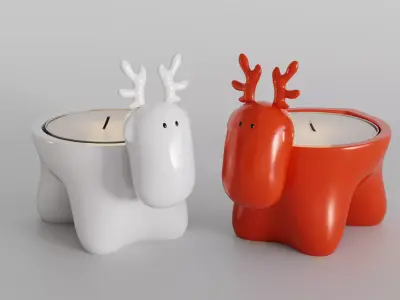 Charming Reindeer Tea Light Holder Set 3D print model