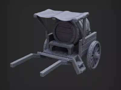 Medieval Cart Load Drink Miniature 3D print model