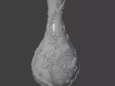 Floral Relief Decorative Vase STL 3D Model 3D print model