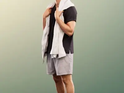 Sandro 13277 - Standing Athletic Man With Towel Low-poly 3D model